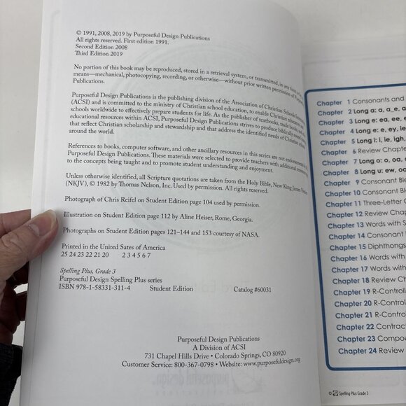 Purposeful Design Spelling Plus Grade 3 Student (3rd Edition) 3rd Grade NEW - Picture 5 of 5